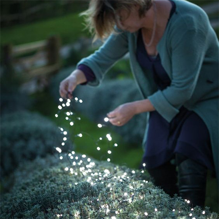 fairy lights in garden for winter wonderland