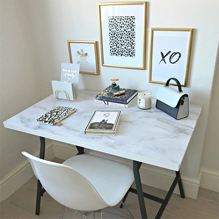 Makeover With Marble Contact Paper, How To Apply Contact Paper Desk