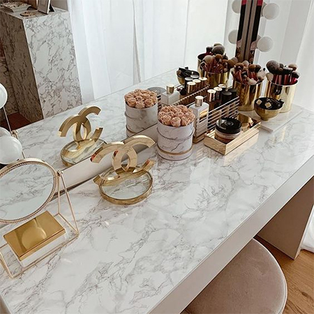 marble contact paper on dressing table