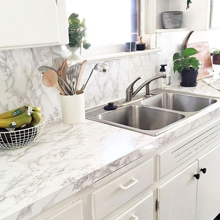 marble contact paper on kitchen countertop