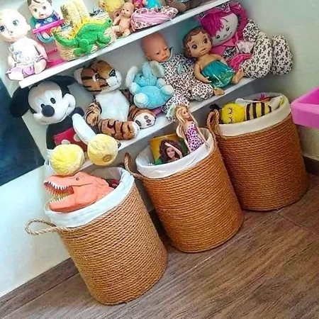 Make Rope Storage Baskets for Child's Bedroom