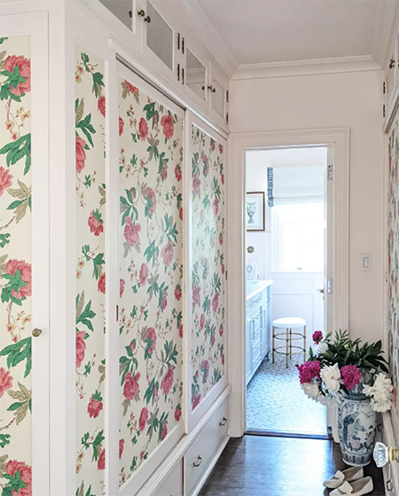 add wallpaper to bedroom closet doors