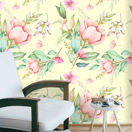 large pattern floral wallpaper