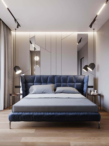 panelled wall floor to ceiling headboard