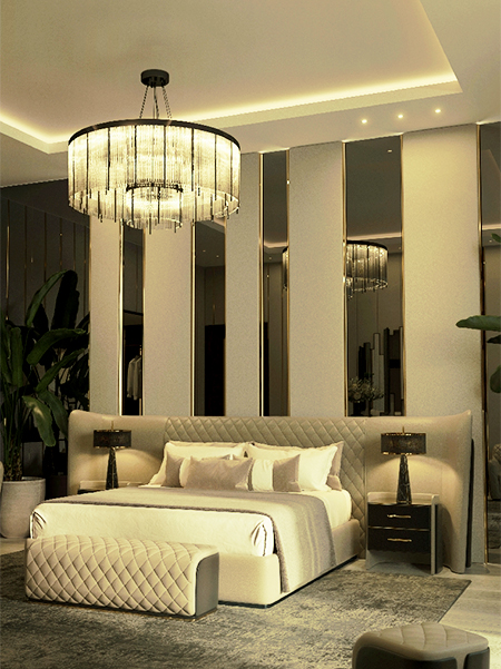 floor to ceiling mirror headboard