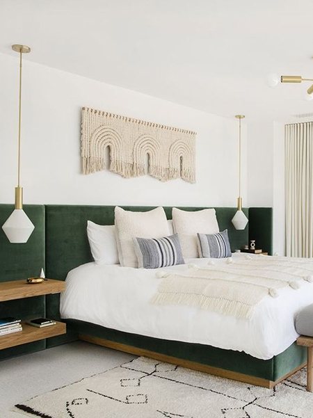 wall to wall upholstered headboard