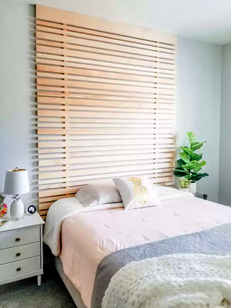 how to floor to ceiling wood headboard