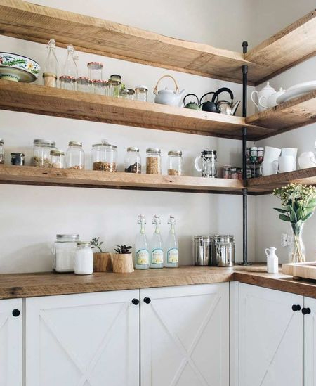 open wall shelves to replace wall cupboards