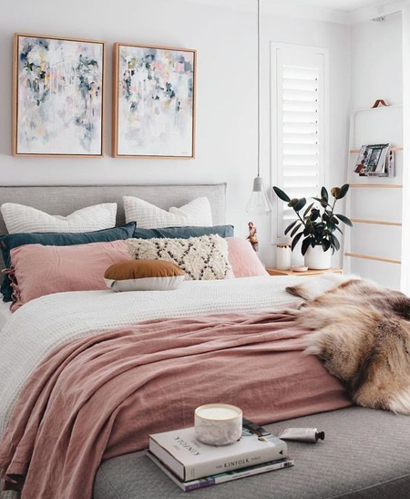 blush pink adds femininity to a bedroom