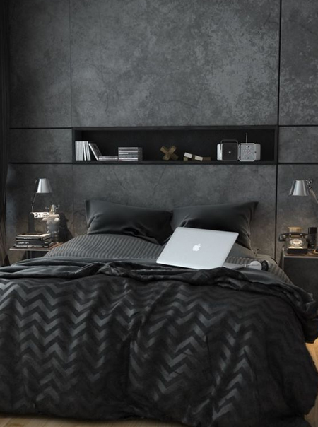 polished concrete finishes for masculine bedrooms