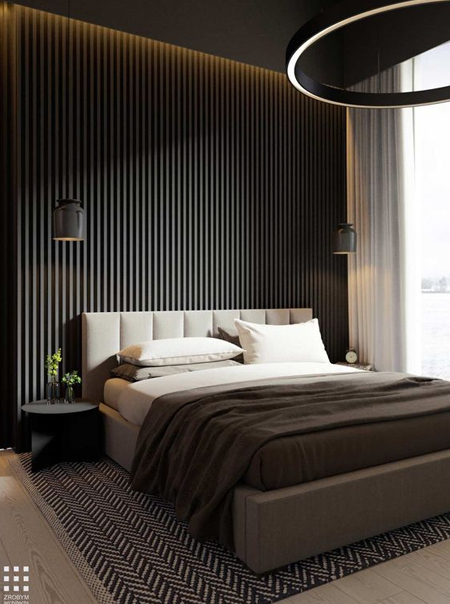 strong lines and geometric shapes for masculine bedroom