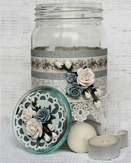 mixed media on glass food jars