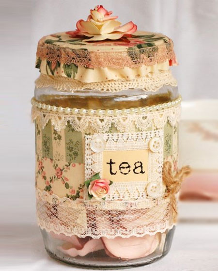 mixed media on glass food jars