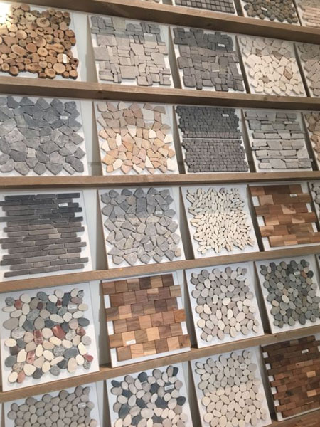 range of pebble mosaic tiles