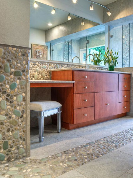 pebble mosaic for bathroom walls and floors