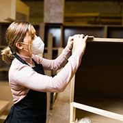 wear face or dust mask when cutting or sanding board products