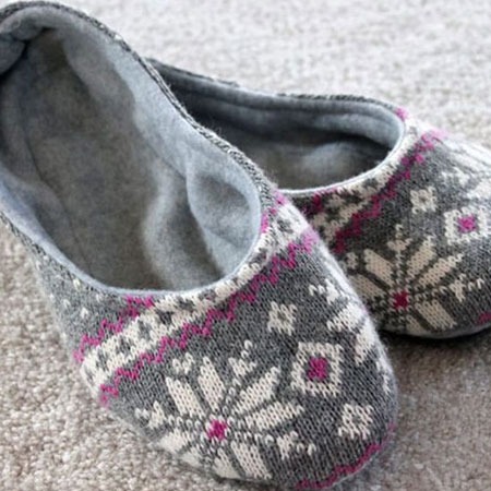 old sweater makes cosy slippers