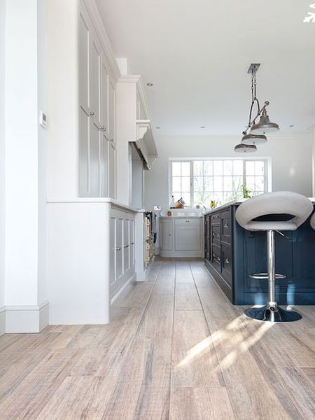 wood look tiles in kitchen