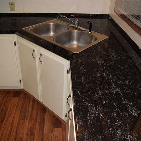 stone look countertop with epoxy