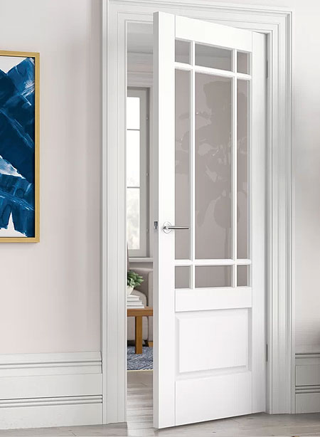 add glass panel to interior doors