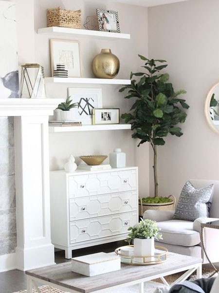 floating shelves for studio apartment