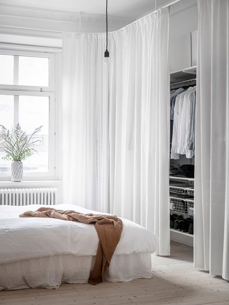 curtains cover closet or clothes rails