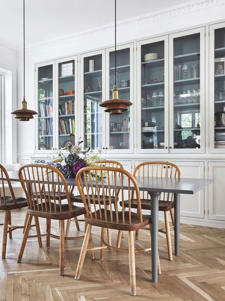 use kitchen cupboard caracasses for dining room storage