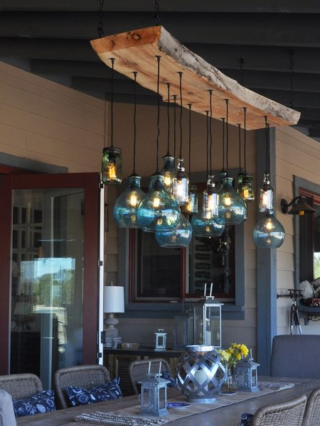 wooden chandelier for outdoors