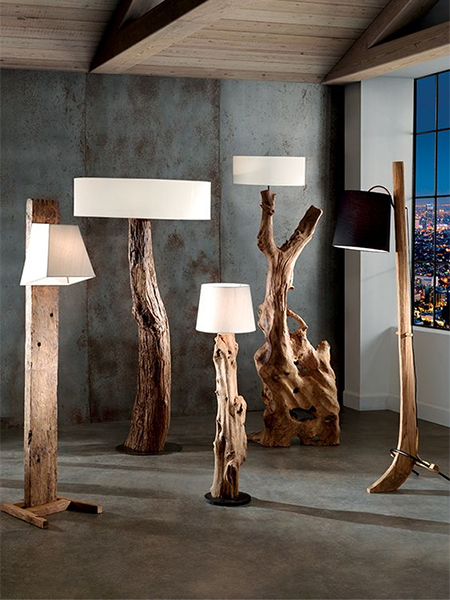 raw wooden standing lamps