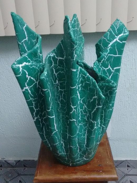 sculptural cement planter painted finish