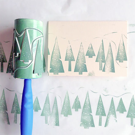 make a lint roller stamp for wrapping paper