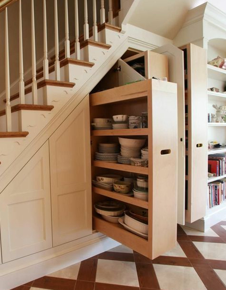 crockery cupboard under stairs