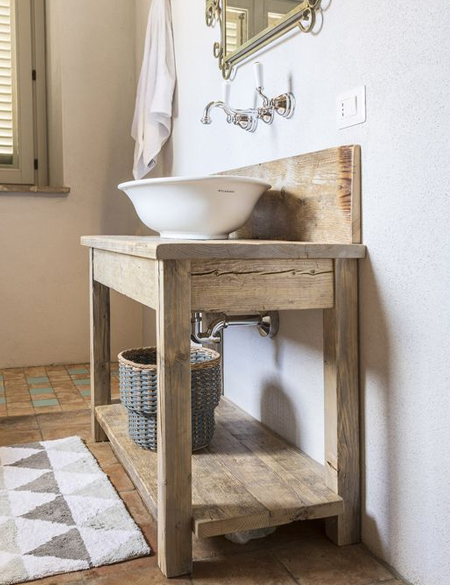 basic reclaimed wood bathroom vanity