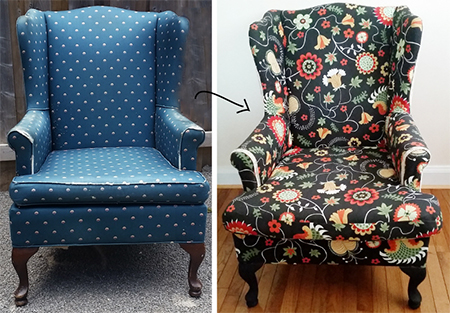 how to reupholster wing back chair