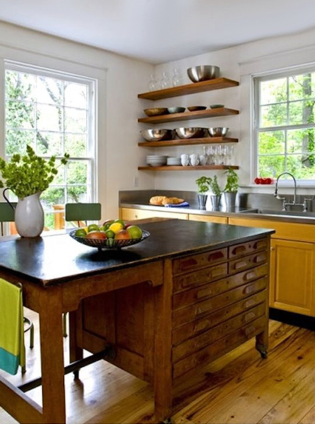 reclaimed furniture for kitchen island