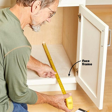 measure the cupboard height, width and depth
