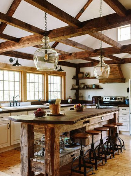 old wooden beams in rustic home