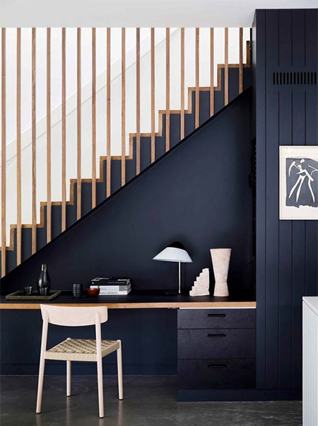 dark walls under staircase
