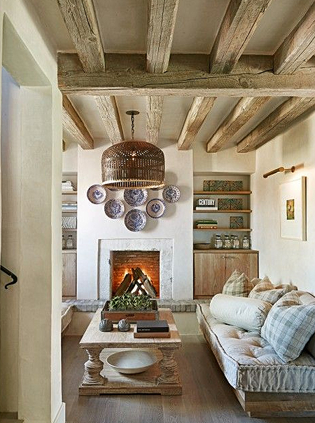wooden beams in country home