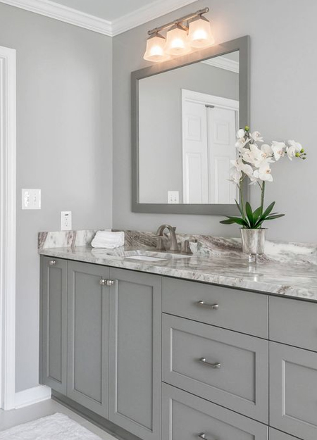 decorate bathroom with warm or cool grey