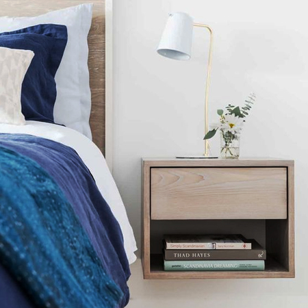 diy pine bedside shelf with drawer