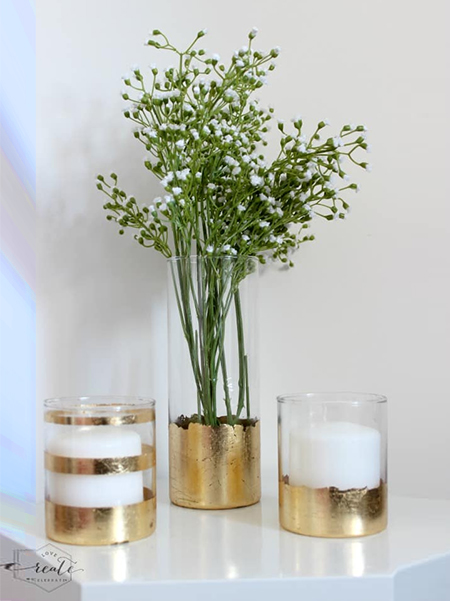 gold leaf candle holders