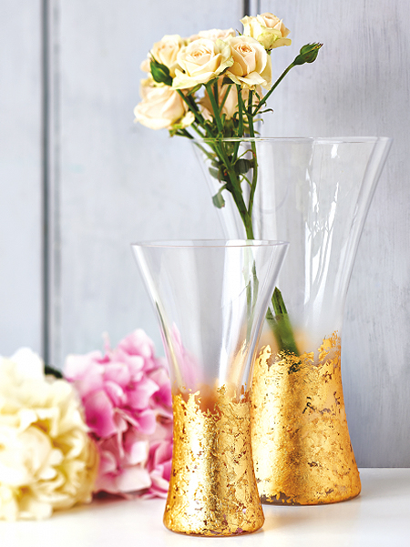 upcycle glasses with gold leaf