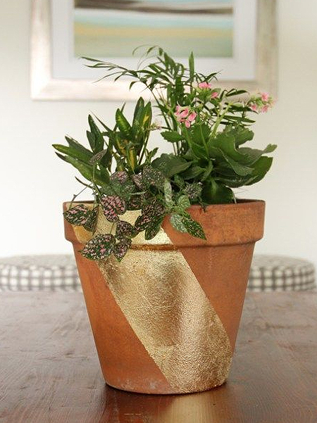 gold leaf flower pots