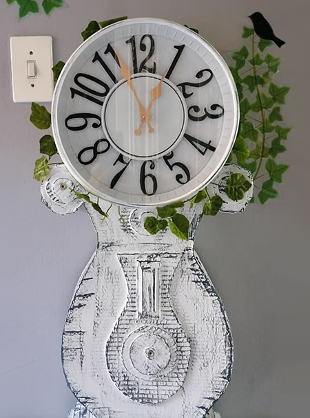 shabby chic large clock made of cardboard