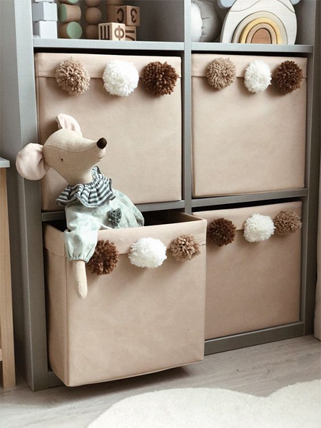 fabric wrapped storage boxes