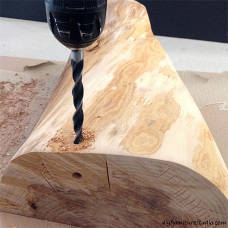 drill hole through wood for lamp cord
