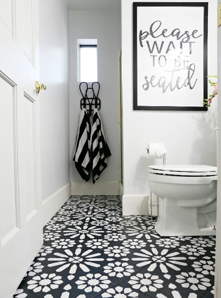 chalk paint bathroom tile floor