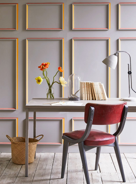chalk paint on wall moulding and trim