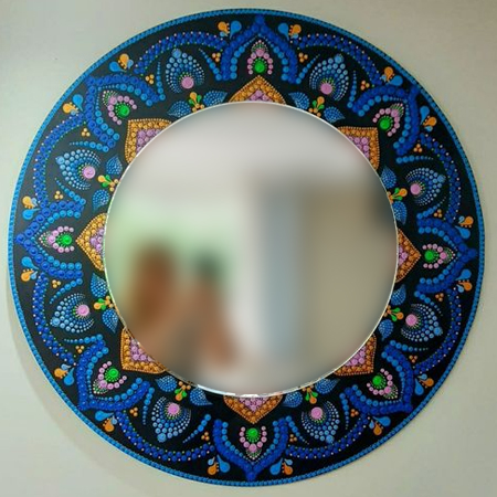mandala dot painted mirror frame